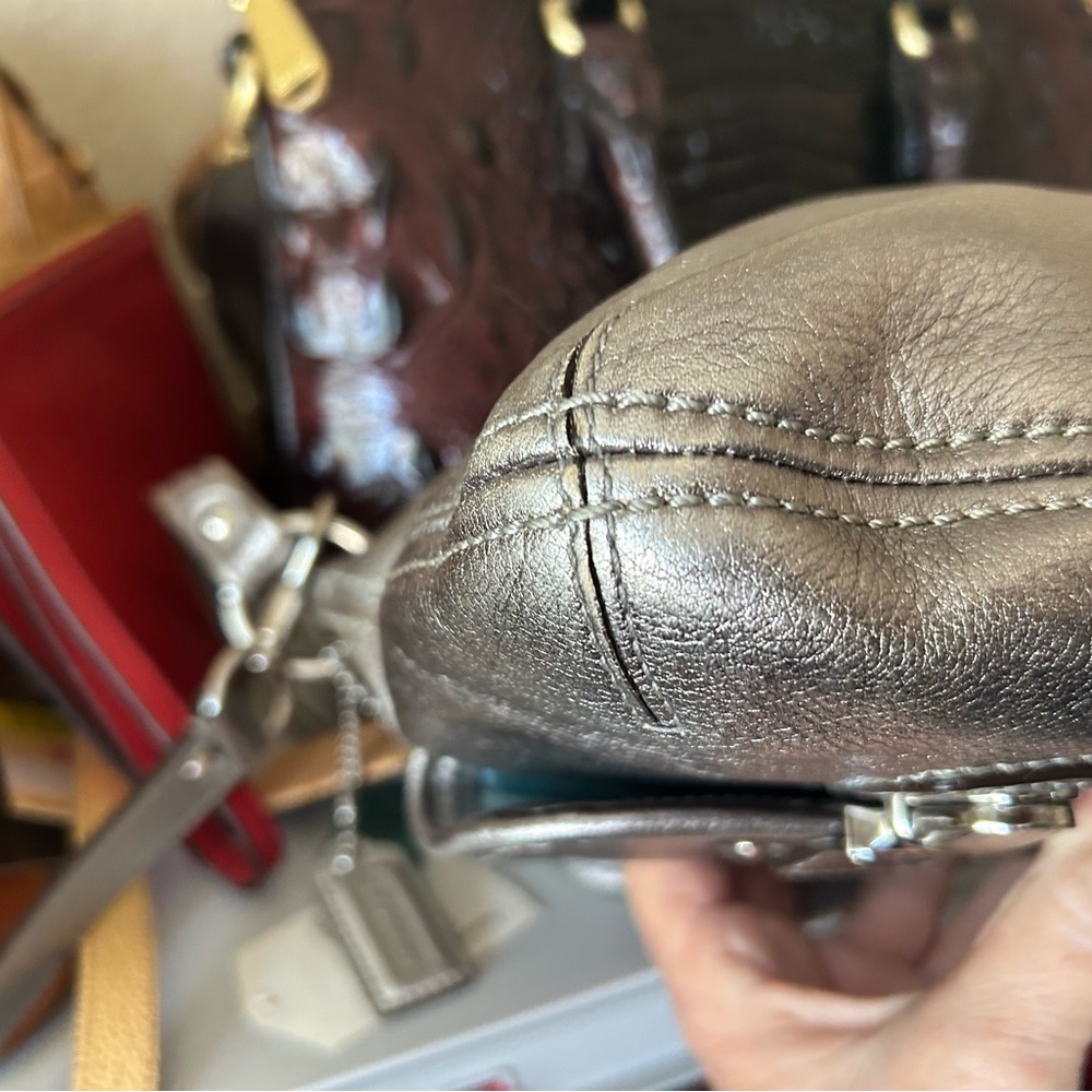 Coach Leather Patch Inside Turquoise Lined Handbag - image 11